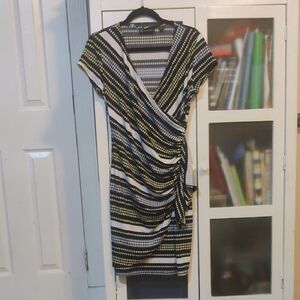 Striped Black and White Wrap Dress